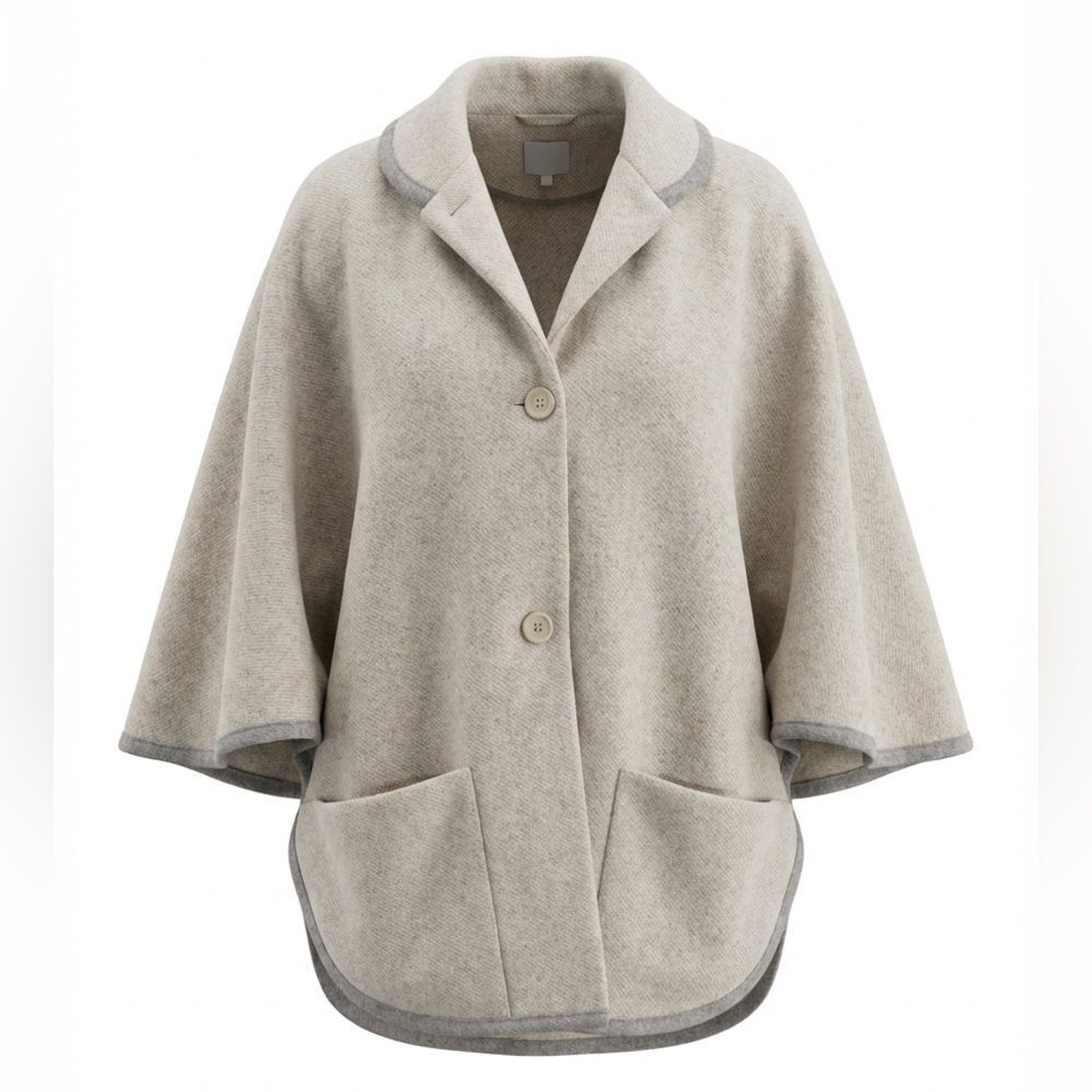 RUSK & FINCH WOMENS TAN WOOL PONCHO/COAT SIZE M/L